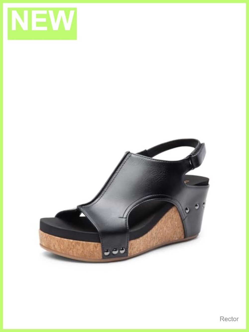 Peep Toe Platform Wedge Sandals Faux Leather Cork Sole Slingback